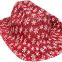 Christmas Cowboy Cowgirl Santa Hat Western Hat Gliiter Party Hat for Women and Men for Christmas Party Activity (Red)