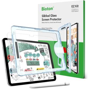 Bioton Nano-Texture Glass Screen Protector Compatible with iPad A16 11th Generation 2025 / iPad 10th Generation 2022, Auto Alignment Kit, Tempered Glass, Touch like Silk, Anti-Glare, Anti-Fingerprint
