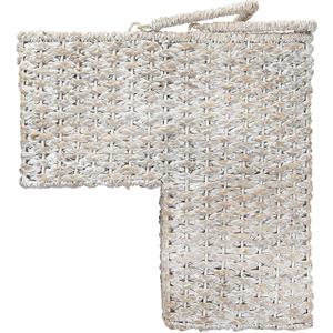 Creative Co-Op Braided Bankuan and Rattan Stair Basket with Whitewash Finish and Handles, White