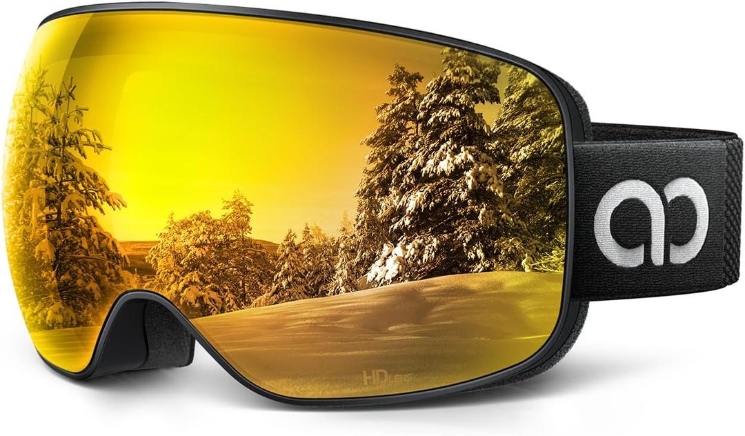Lamicall Ski Goggles with 3X Anti-Fog - 100% UV Protection, OTG, Gifts for Skiing, Snowboard, Snowmobile, Men, Women