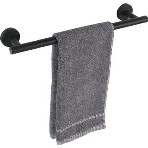 TocTen Bath Towel Bar - Thicken SUS304 Stainless Steel Bathroom Towel Holder, Towel Rod for Bathroom Heavy Duty Wall Mounted Towel Rack Hanger (16IN, Black)