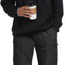 Men's Casual Cargo Pants Workout Sweatpants Joggers Stretch Hiking Drawstring Tactical Trousers (Black, S)