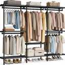 SONGMICS Clothes Rack, Portable Closet, Heavy-Duty Wardrobe Closet Organizer with Hanging Rails and Shelves, 79.9 Inches Tall, Total Load 297 lb, Easy Assembly, for Bedroom, Ink Black URDR212BZ01