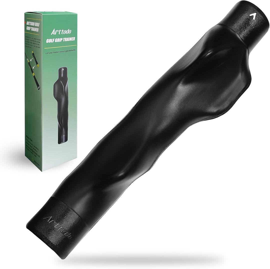 Golf Grip Trainer, Right or Left Handed Golf Training Aid for All Levels of Golfers - Fix Hand Position & Grasp, Master Correct Grip Posture, Golf Accessories (Black-1 Pack)