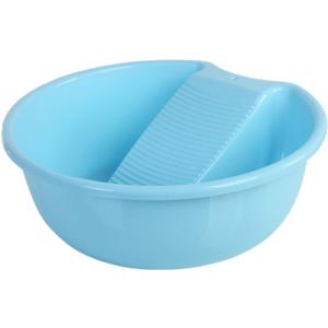 MZD Washboard Basin for Hand Washing Clothes and Small Delicate Articles, Blue, Plastic, 16.8" x 16.8" x 4.8", Countertop, Utility