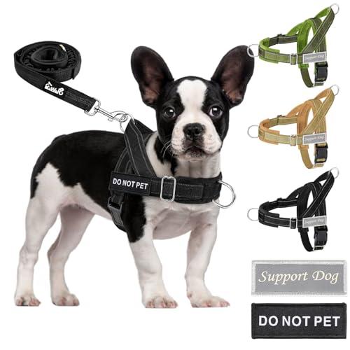 SlowTon No Pull Dog Harness - Heavy Duty Dog Harness and Leash Set for Medium Large Dogs, Reflective Tactical Harness  （B, Medium)