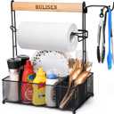 HULISEN Grill Caddy for Outdoor Grill, BBQ Caddy with Paper Towel Holder for Plates, Silverware, Utensils - Picnic & Barbeque & Camping Essentials Accessories for Tailgating, Camper, RV, Backyard