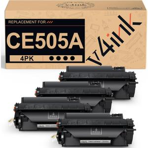 v4ink 4PK CE505A Toner Cartridge Compatible Replacement for HP 05A Toner Cartridge Black Ink for HP P2035 P2035n P2030 P2055 P2055d P2055dn Pro 400 M401n M401dne M401dw M425dn M425dw Printer