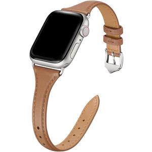 WFEAGL Compatible with Leather Apple Watch Band 41mm 40mm 38mm 42mm(series 11 10) Women, Top Grain Leather Strap Slim & Thin Replacement Wristband for iWatch Bands SE 3 2 1, Series 11 10 9 8 7 6 5 4 3 2 1