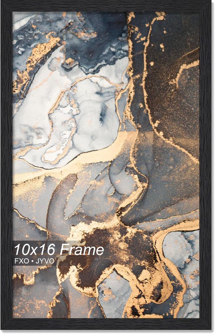 Engineered Wood 10x16 Picture Frame, Black Frame for 10 x 16 Inch Picture Poster Photo, Light Weight 10 by 16 Frame with Wood-grain for Wall - 1 Pack/Black/10 x16