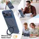 Ultra-Magnetic Stand for iPhone 17 Pro Max Case [Military Drop Protection] [Compatible with MagSafe] Shockproof Translucent Matte Slim Ring Holder Case for iPhone 17 Pro Max (Blue)