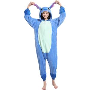 Unisex Adult Animal Onesie Pajamas, Mens Womens Flannel Halloween Cosplay Costume/Homewear/Sleepwear (Medium, Blue)