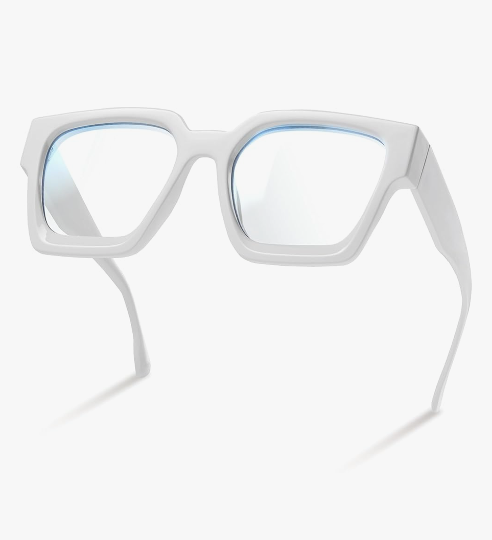 livho Oversized up to 99% Blue Light Blocking Glasses for Woman - Rectangle Fashion Glasses for Computer, Chic Preppy Frame White