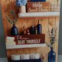 Calm Blue Botanical Framed Canvas Wall Art Spa Bathroom Decor 16x24 Inches
