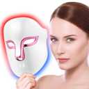 Auxoliev FSA Eligible Red Blue Light Therapy for Face Wrinkles Acne Reduction,LED Face Mask Light Therapy,Rechargeable Home Beauty LED Mask with 4 Color