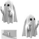 Funny Ghost Toilet Bolt Covers Decorative Toilet Screw Cover Caps, Toilet Caps for Bottom of Toilet, Halloween Cute Toilet Bowl Bolt Covers for Bathroom Decor, Cute Halloween Decor,2-Pack (White)