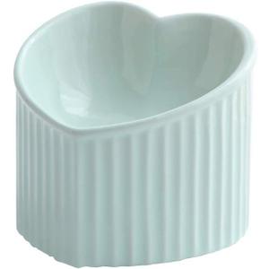 Green Ceramic Raised Cat Bowls, Tilted Elevated Food or Water Bowls, Stress Free, Backflow Prevention, Dishwasher and Microwave Safe, Lead & Cadmium Free