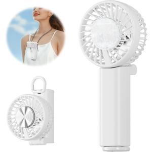 HandFan 5000mAh Mini Handheld Fan, Portable Hand Fan With Cooling Plate, Small Personal Fans Rechargeable, Pocket Ice Fans, for Men Women Kids Beach Travel(White)