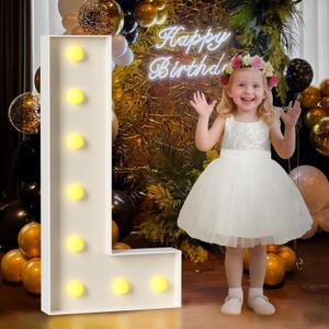 Mixifox 3FT Marquee Letters L, Large Light Up Letters 3 Feet Tall with Lights, Big Letter for Wedding, Engagement, Graduation, Birthday Party Decorations, Pre-Cut Foam Board Kit