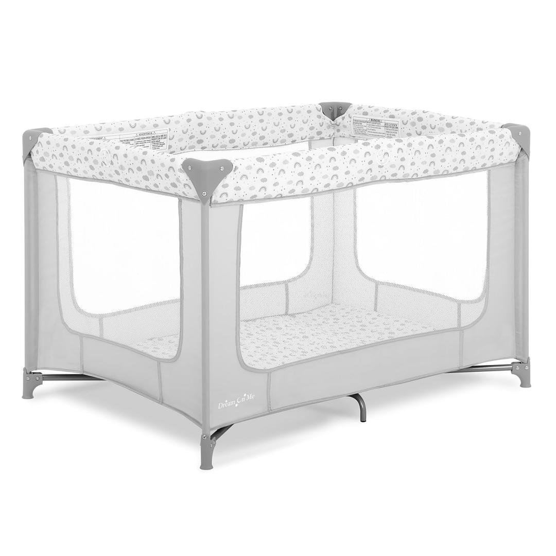 Dream On Me Zodiak Baby Playard, Breathable Mesh Sides, Soft Comfortable Mattress, Quick & Easy to Fold with Travel Carry Bag, Compact Space Saving Design - Cool Grey