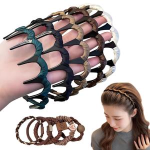 5Pcs Zig Zag Headbands,Retro High Skull Headband,New U Shape Fashion Tooth Hair Comb Headband,Vintage High Cranium Headbands,Hairs Bands with Teeth Hoop For Women and Girls,Girls Hair Accessories