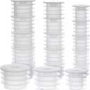 Juvale Medicine Bottle Adapter for Syringe - 45 Pack, 17/21/24 mm, Clear Polypropylene - Press-In Bottle Adapter for Oral Syringes - For Pediatric & Veterinary Dosing