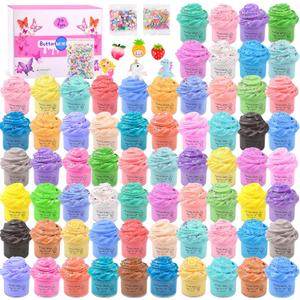 68 Pack Mini Butter Slime Kit, Holiday Scented Bulk Slime Supplies Party Favor Gifts, Birthday Games Stress Relief Toy for Girls and Boys, Soft & Non-Sticky, DIY Putty Toys for Kids Aged 4-12