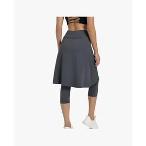 Women Athletic Knee Length Skirts with Leggings, Skirts Leggings & Skirted Capris Skorts for Women Yoga Pocket (Large)