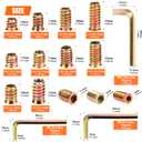 1/4-20, 5/16-18, 3/8-16 Threaded Inserts, Wood Inserts, Steel Threaded Inserts for Wood Furniture Screw, HELIFOUNER 143 Pieces 1/4"-20, 5/16"-18, 3/8"-16 Threaded Inserts Kit with Hex Wrench