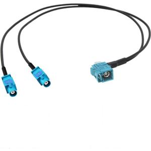 Fakra Z Female 90 Degree Adapter 2* Fakra Z Male Plug Connector RG174 Y-Splitter Cable(Z F90 to 2 Long Z M,0.5M)