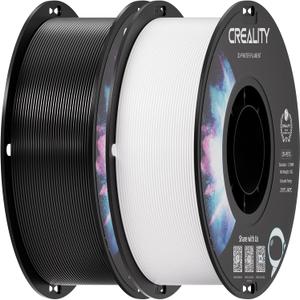 Creality 2 kg Black & White PETG 1.75mm Filament, 3D Printer Filament Bundle, Excellent Toughness High Precision, Odorless Non-Toxic Moistureproof, Glossy, Accuracy +/- 0.02mm (Petg - 2*1kg Black & White)