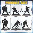 Beeveer 6 Pcs Hockey Party Table Decoration Wooden Sports Table Sign Glitter Ice Hockey Players Silhouette Centerpieces Ice Puck Tiered Tray Decor for Fans Club Sport Birthday Tailgate Party Supplies