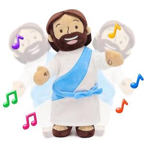 Yelakey Dancing Jesus Doll, 14" Musical Jesus Plush with 4 Christian Songs, Interactive Christian Plush Toy for Kids and Adults, Christmas Easter Baptism Gift