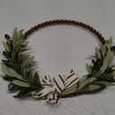 Wood Bead Olive Leaves Wreaths - 13 Inch Artificial Greenery Leaf Wreaths Farmhouse Rustic Boho Wall Hanging Decor for All Seasons for Natural Home Indoor Outdoor Bedroom Decoration