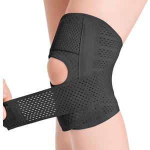  Knee Brace with Side Stabilizers Relieve Meniscus Tear Knee Pain ACL MCL Arthritis,Joint Pain Relief, Breathable Adjustable Knee Support Suitable for Men and Women with Sports Injuries, Black XL