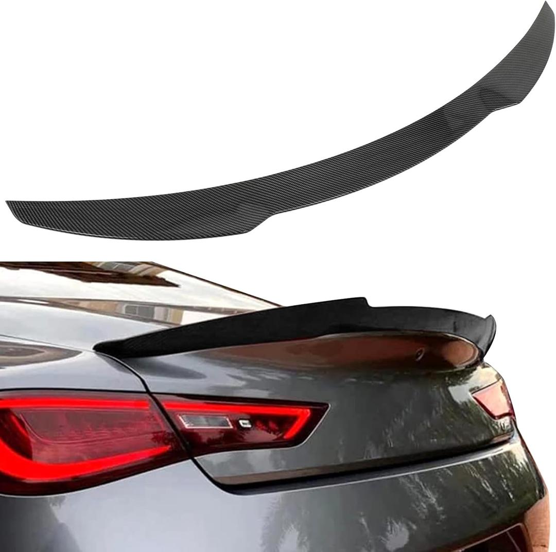 SCITOO ABS Spoiler Wing Fits for 2017-2022 for Infiniti Q60 Coupe 1PC Glossy Carbon Look Rear Trunk Spoiler Wing