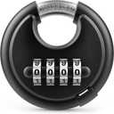 BOSCO 70mm Combination Disc Padlock, Heavy Duty 4 Digit Keyless Number Lock with Stainless Steel Shackle, Anti Cut Security Lock for Gate, Garage, Locker & Outdoor Use, Black