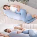 Momcozy Pregnancy Pillows for Side Sleeping, J Shaped Maternity Body Pillow for Pregnancy, Soft Pregnancy Pillow with Jersey Cover for Head Neck Belly Support, Grey