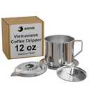 Birdee Vietnamese Coffee Dripper - 12 oz, Stainless Steel, Medium Drip Filter, Durable, Dishwasher Safe, Home Use, Travel, Camping, Gift Sets