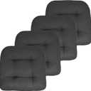 Sweet Home Collection Patio Cushions Outdoor Chair Pads Premium Comfortable Thick Fiber Fill Tufted 19" x 19" Seat Cover, 4 Count (Pack of 1), Charcoal
