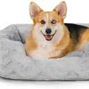 Best Friends by Sheri Lux Lounge Bed Calming Faux Fur Dog Bed, Gray, Medium, 30" x 20"