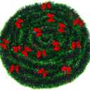 CCINEE 33FT Christmas Garland with 24Pcs Red Bows,Artificial Greenery Pine Garland Decor for Mantle Stair Fireplace Home Party Decoration