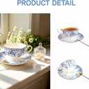 Vintage Floral Porcelain Tea Cup and Saucer Set with Gold Trim, Classic Blue Pattern Single Set