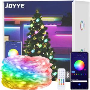 Funio 24-Foot Smart USB Fairy LED Strip Lights with App & Remote Control - Color Changing, DIY, Music Sync & Timer Modes, IP20 Waterproof, Ideal for Festival/Party/Christmas Decorations/Room