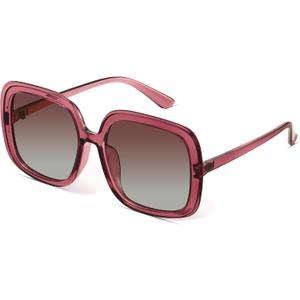 miyya Oversized Polarized Sunglasses Women, Trendy Retro Sun Glasses for Women 2025, Oversized Shades (Burgundy)