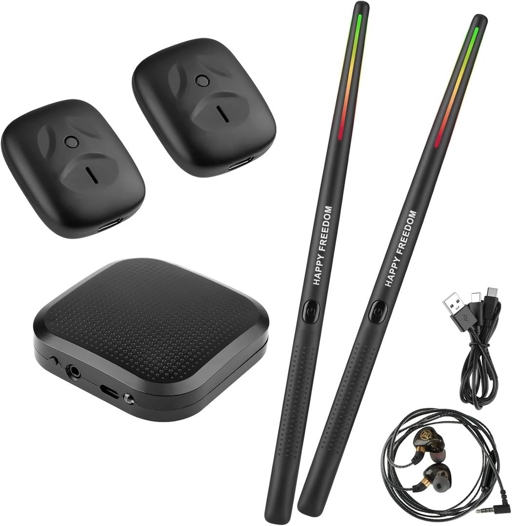 Electronic Drum Set Pocket Air Drum Sticks Set with Air Drumsticks & Pedals & Bluetooth Adapter & Earphone,Play Drum Anywhere Anytime 8 Sounds for Beginners, Teens & Adult Drummer Gift With Speaker
