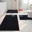 Smiry Luxury Chenille Bathroom Rugs 47x20, Extra Soft and Absorbent Shaggy Bath Mat, Machine Washable, Non-Slip Plush Carpet Runner for Tub, Shower, and Floor, Home Decor Accessories, Black