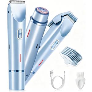 Electric Razors for Women, Waterproof Pubic Hair Trimmer, Shaver for Women Private Area, Painless Bikini Trimmer for Women, Dual Head, Gentle on Sensitive Skin
