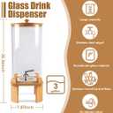 3 Gallon Large Glass Drink Dispenser for Parties, Glass Beverage Dispenser with Wood Stand, Juice & Lemonade Dispenser, Iced Beverage Dispenser with Spigot, Water Dispenser for Party with lid