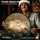 "SINGOFIRE" 10-Notes Handpan Drum, Handpan Drums for Adults, 22-Inch 440Hz D Minor Kurd Handpan, Handpans Instrument with Soft Drum Bag, 2 Handpan Mallets, Stand and Dust-Free Cloth(Gold)